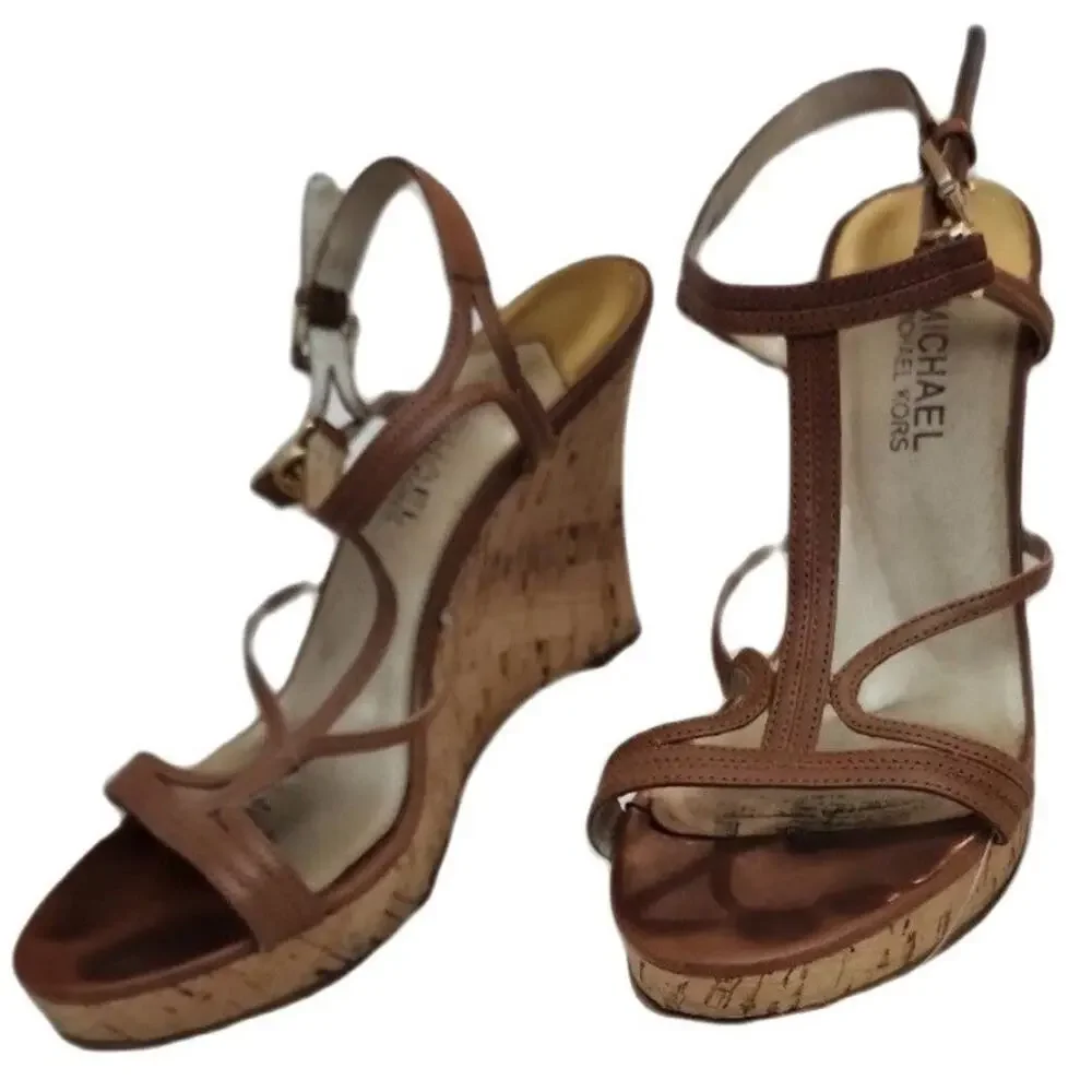 Michael Kors Wedge Sandals Leather Straps